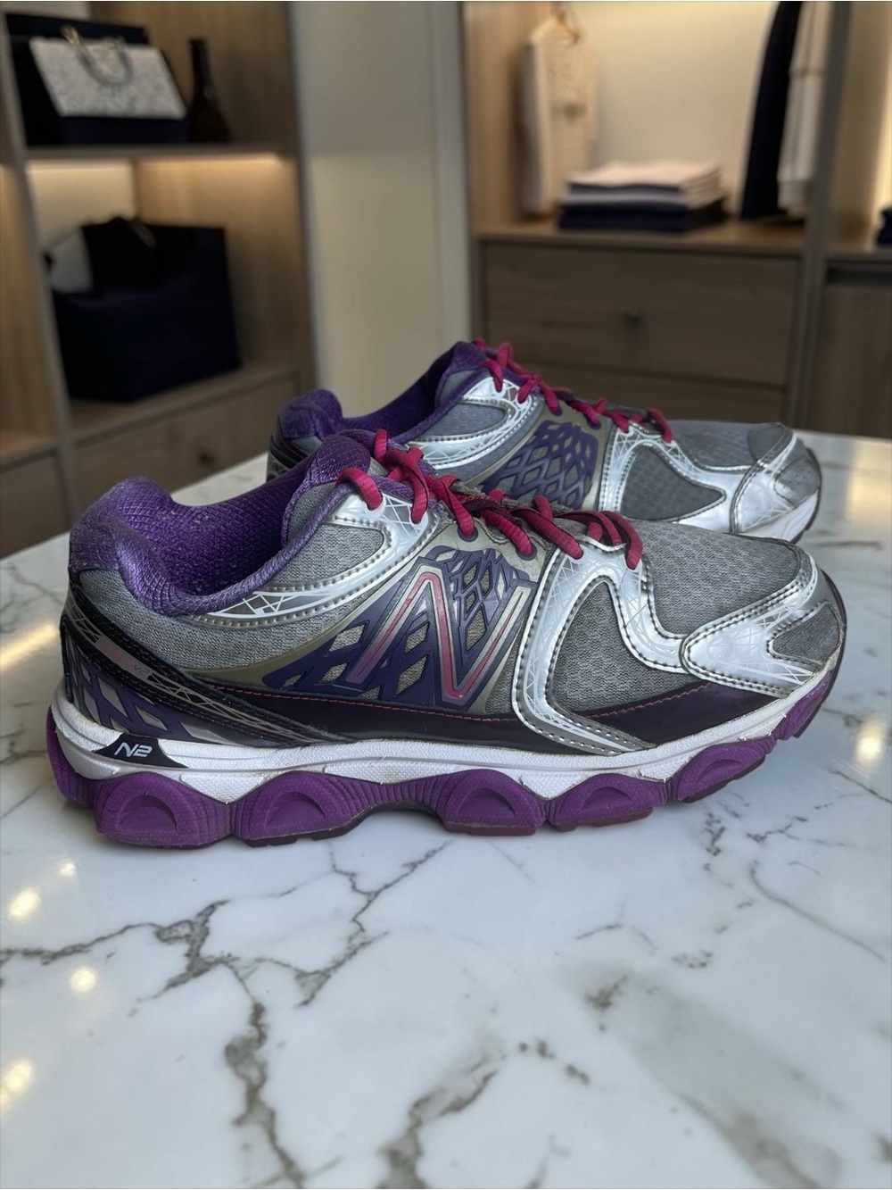 New Balance Women’s 1340 V2 Stability Running Shoes Gray Purple Pink Size 9.5